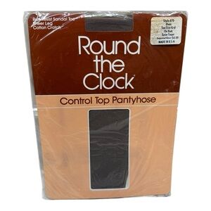 1983 Round The Clock Control Top Pantyhose Sheer Leg 470 Demi A Satin Taupe